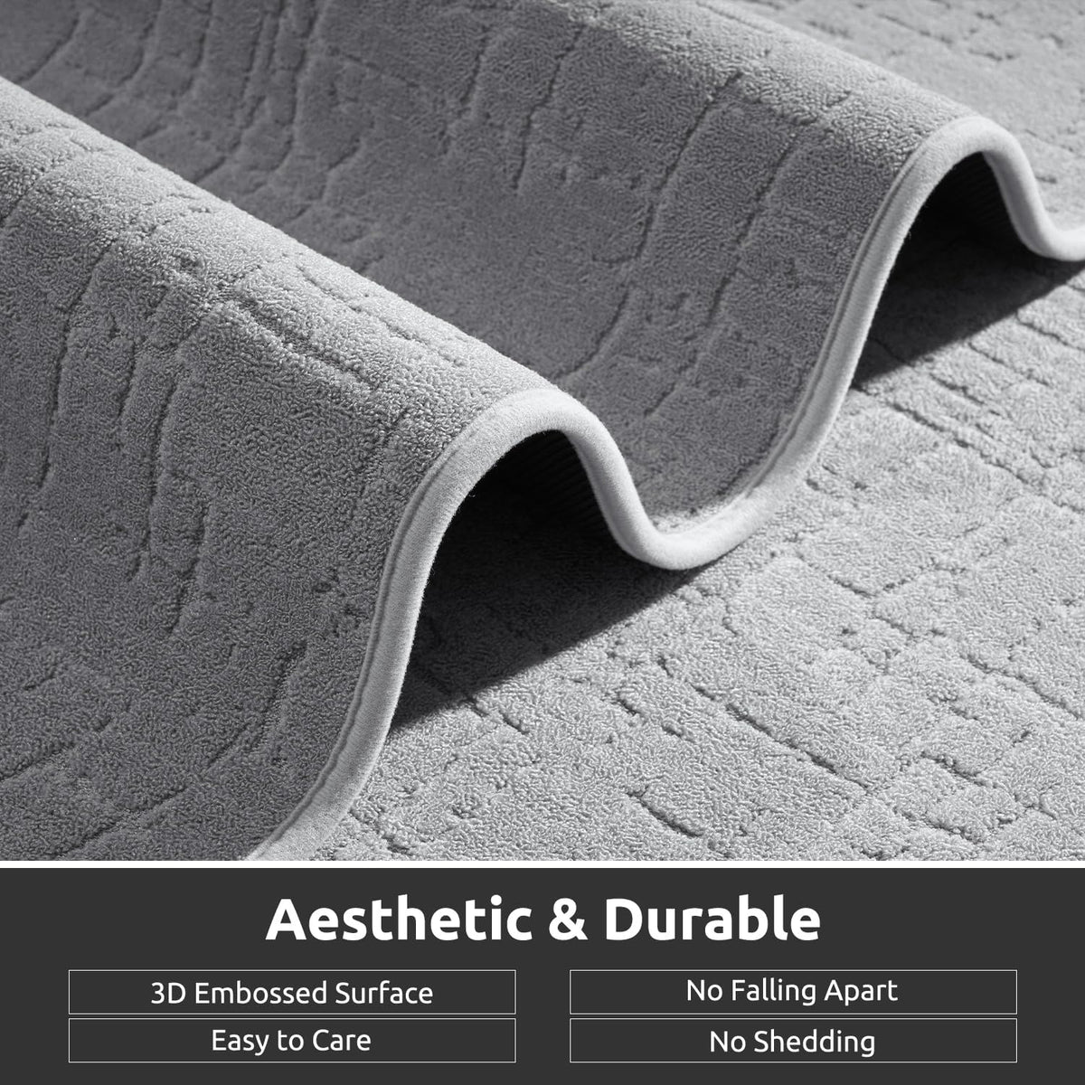 AMOAMI-Bath Mat-Absorbent Quick Dry Bathroom Floor Mats-Washable Rubber Backing Bath Mats for Bathroom Rugs Fit Under Door-Bath Rug for in Front of Sink Bathtub Shower Room, Grey 17''x24''
