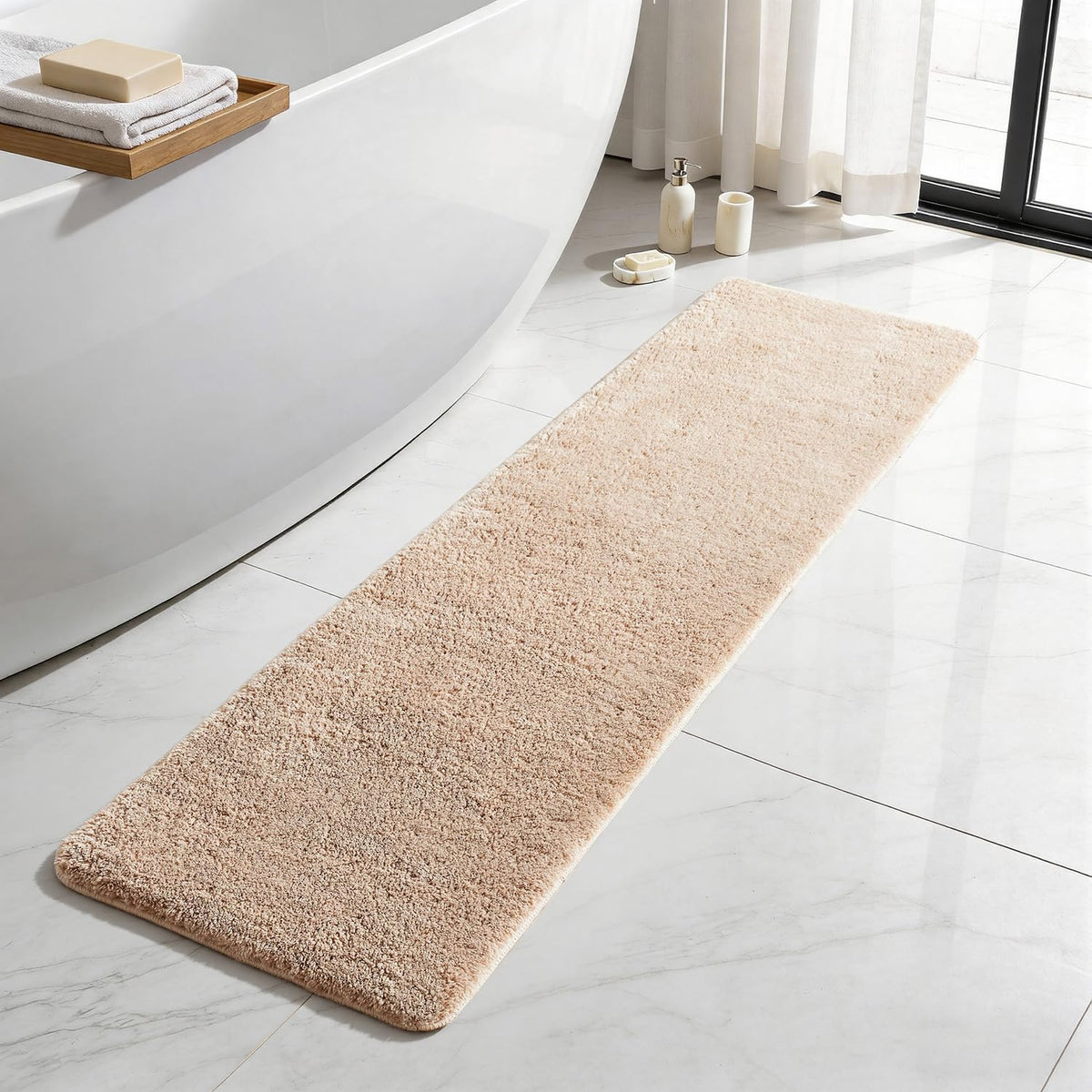 TYUU Black Bathroom Rug, Ultra Soft Bath Rugs Non Slip Washable, Super Absorbent Quick Dry Small Bath Mat with Rubber Backing for Bathroom Floor, Shower, or Sink, Black 16" x 24"