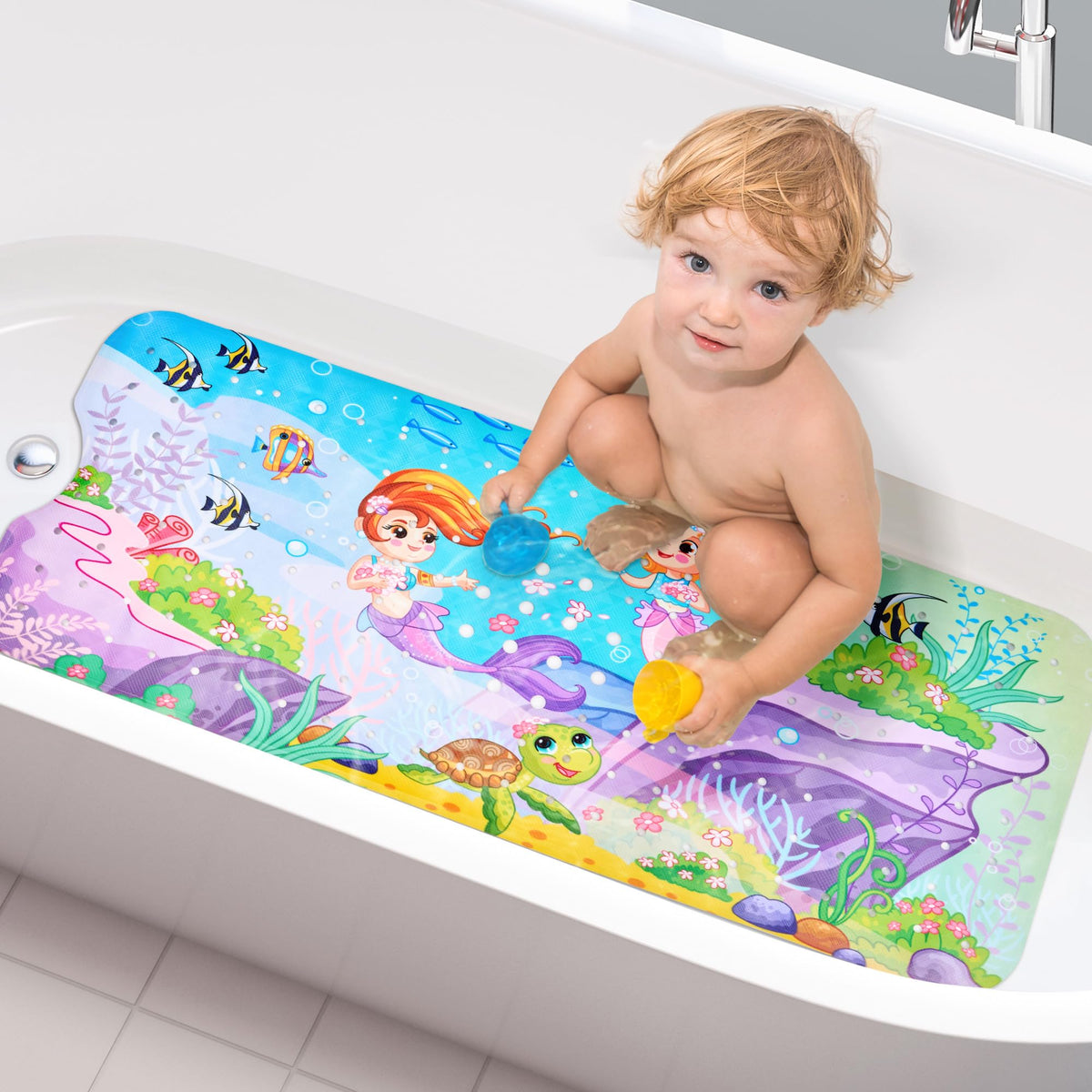 Vannokor Bath Mats for Bathroom Tub 27x14 Inch,Bath Mat for Tub Feels Great on Tired Feet, Friendly Machine Washable Shower Tub Mats with 167 Big Suction Cups,Shower Mat,Bath Tub Mat,Green
