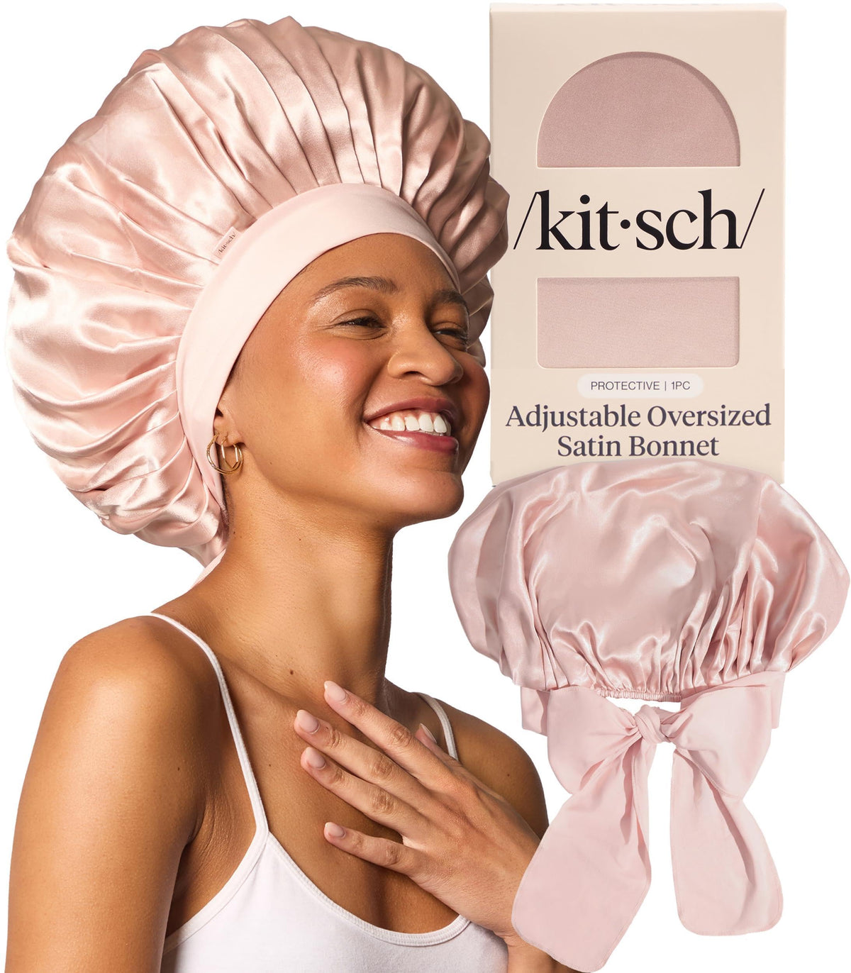 Kitsch XL Satin Bonnet for Sleeping - Cherry Print