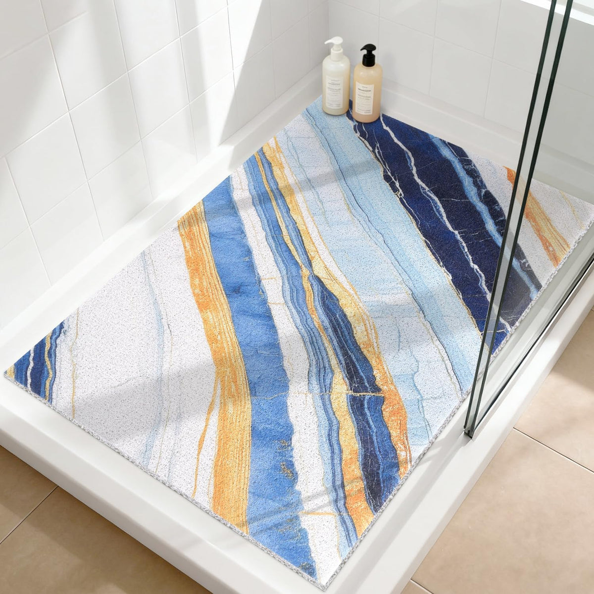 Shower Mat Non-Slip, Soft Comfort Bath Mat with Drainage Holes, PVC Loofah Massage Bathtub Mat for Shower, Tub, Bathroom, Wet Areas, Quick Drying