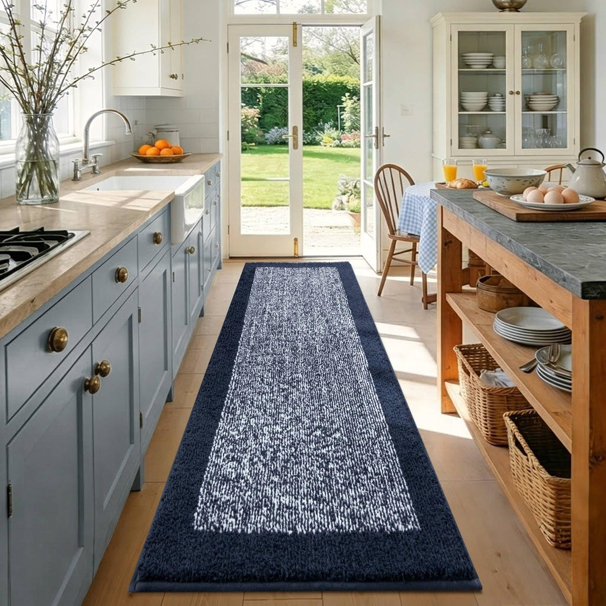 Long 2x4 Ft (48''x24'') Bathroom Rugs, Non Slip Washable Bath Mat Grey