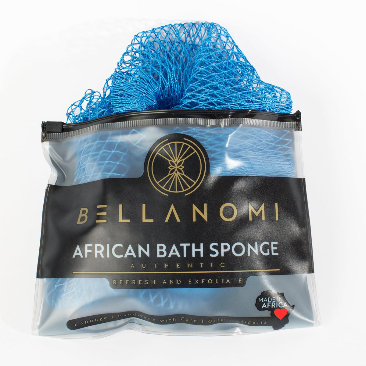BELLANOMI African Exfoliating Net Sponge, Authentic, Ethically sourced from Nigeria, 45 inches Long, Back Scrubber for Daily use (Emerald Green)