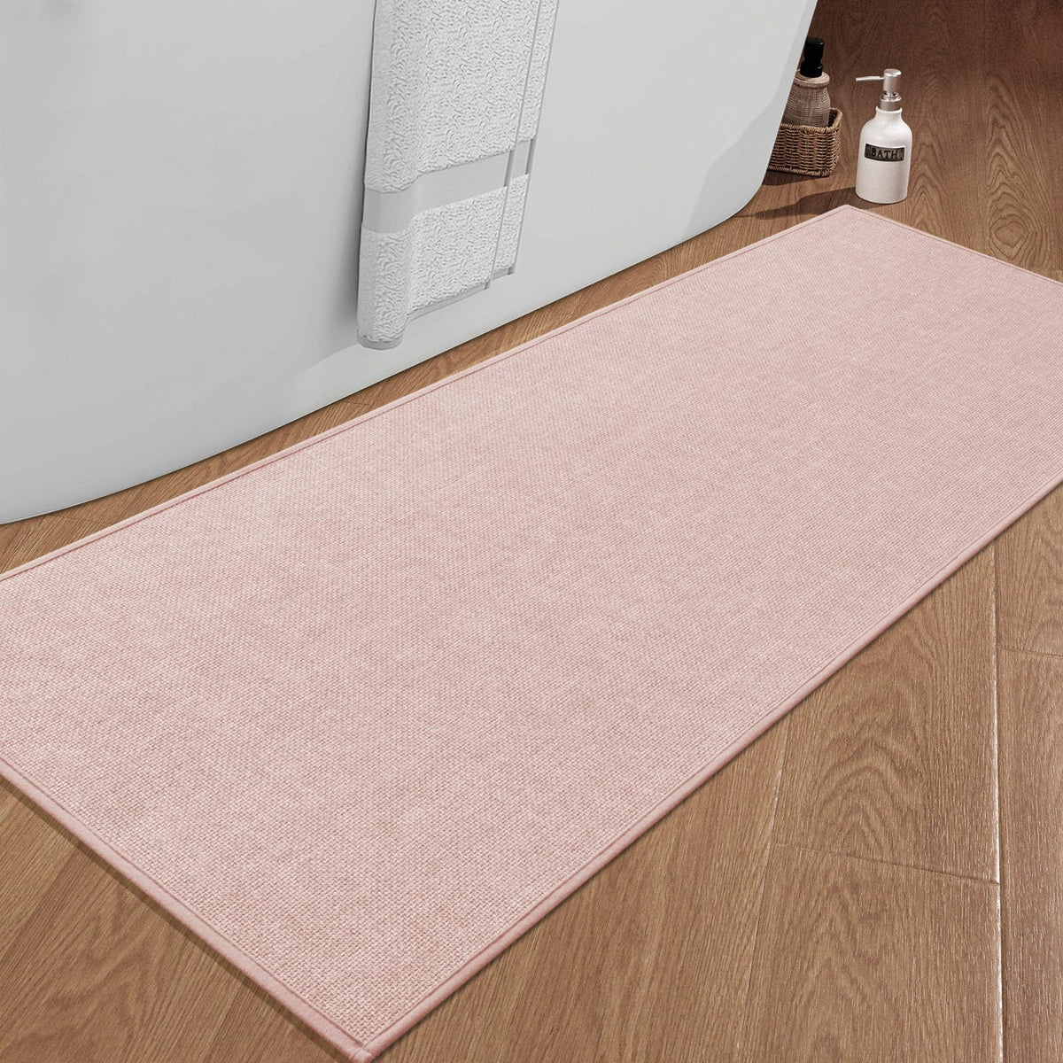 chakme Bathroom Rugs Mat 24x17, Ultra Thin Non Slip Bath Mat Small Quick Dry Absorbent Bath Mat for Bathroom Floor, (Black, 24"x17")