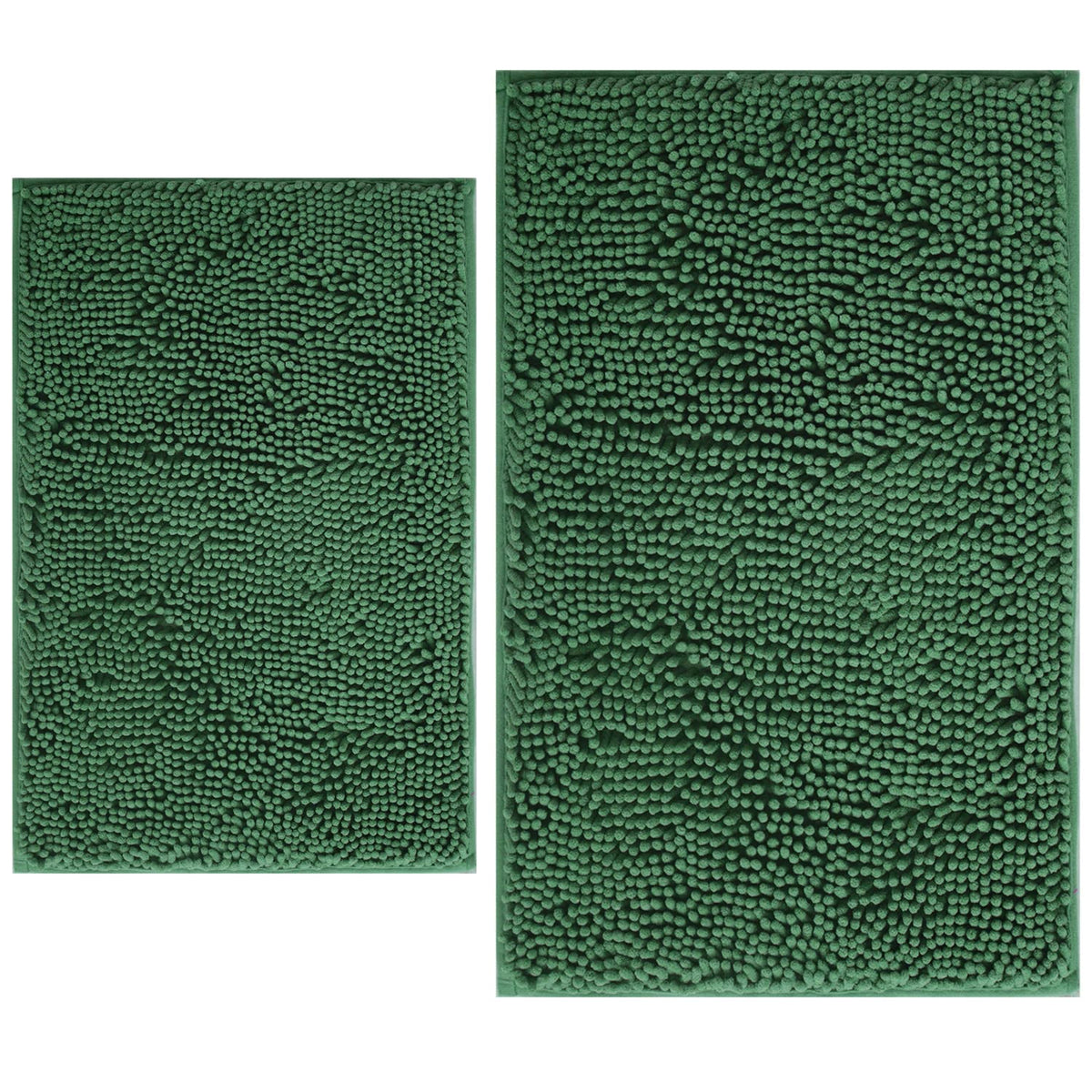 BOANKODU Bathroom Rugs Sets 2 Piece, Extra Soft Chenille Bath Mat Absorbent Bathroom Rug, Bathroom Mat with PVC Non-Slip Bottom, Machine Washable Bath Rugs (32x20 Inch + 24x16 Inch, Light Grey)