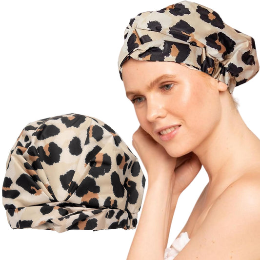 Kitsch Luxury Large Shower Cap for Women - Leopard