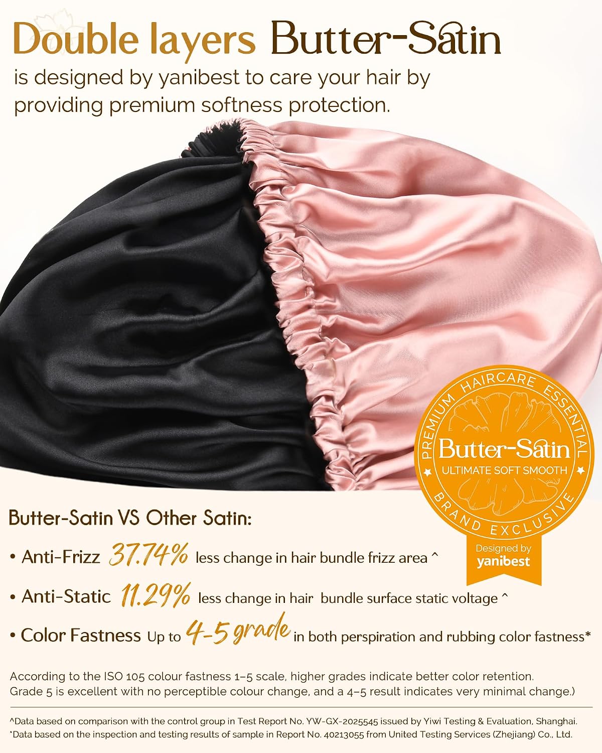 YANIBEST Adjustable Satin Bonnet Double Layer Hair Bonnet for Sleeping Bonnets for Women Hats Curly Natural Hair, Blush Pink