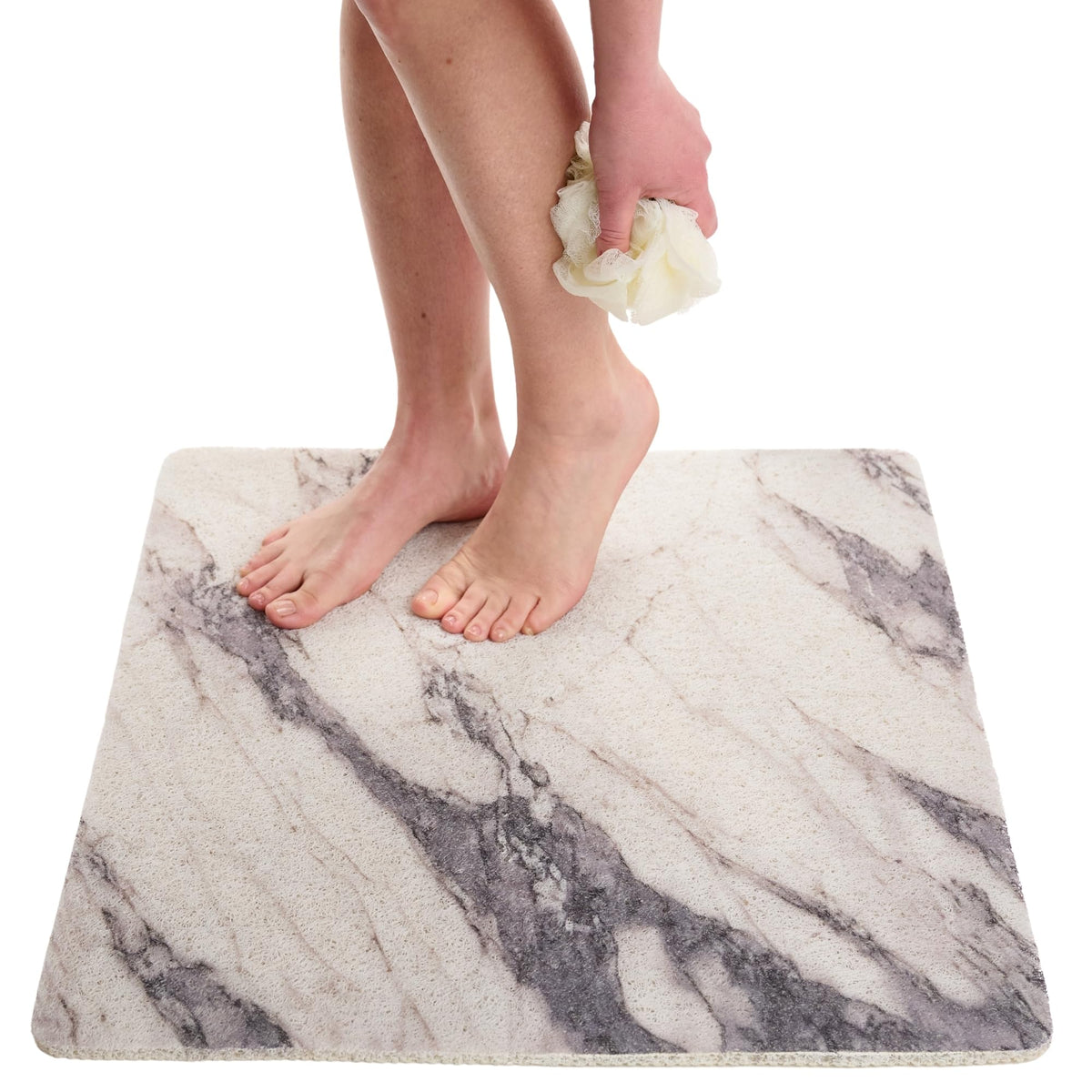 Non Slip Bathtub Mat Shower Mat for Tub - Loofah Bath Mats for Bathroom - 40x16 Bathtub Floor Mat - Textured Anti Slip Bath Mat Without Suction Cups - Secure Mat for Wet Areas (40x16 Pebble Blue)