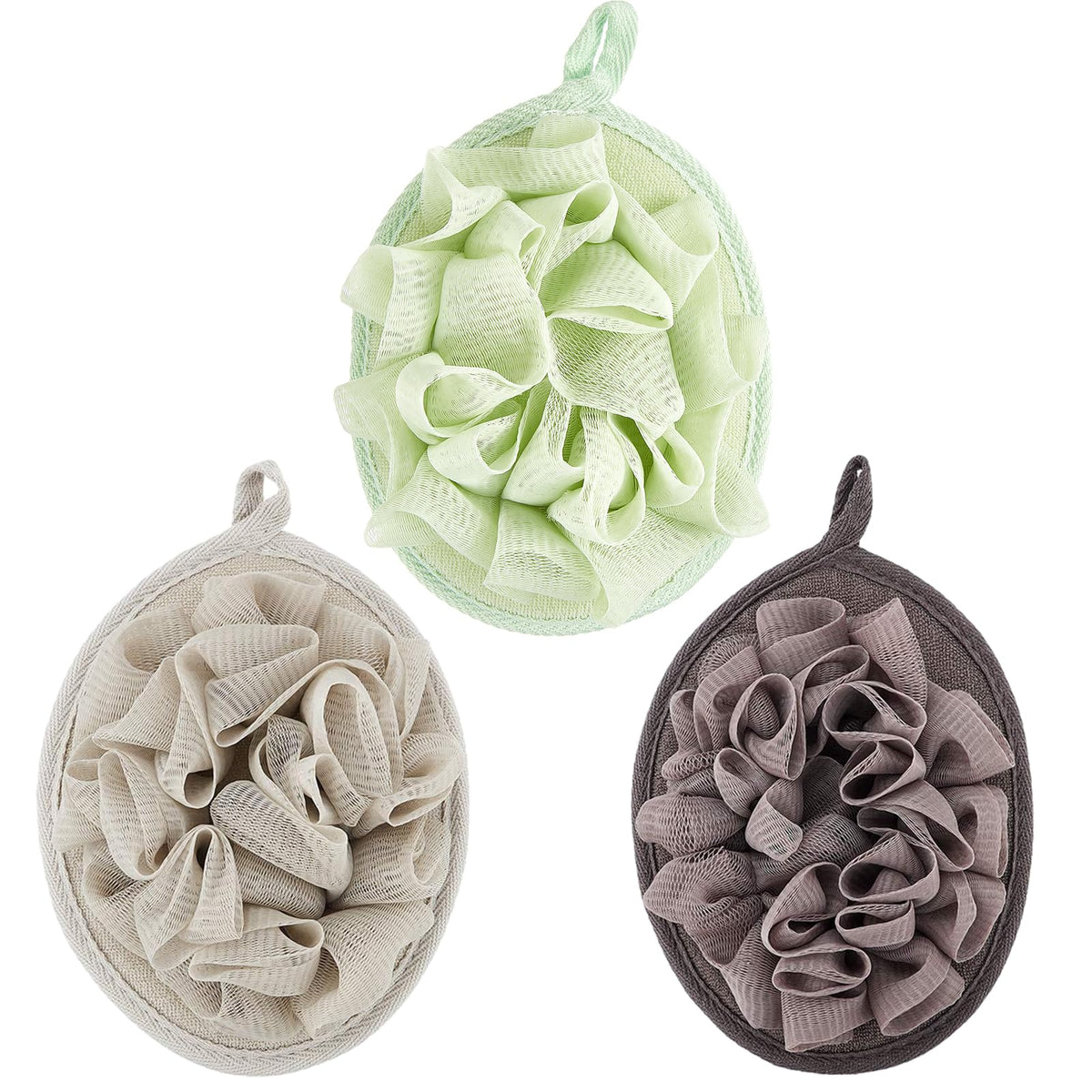 Boao 6 Pcs Bath Shower Pouf Sponge Mesh Pouf Shower Ball Exfoliating Body Sponge Pad Scrubber Glove with Flower Bath Ball (Multi-Color)