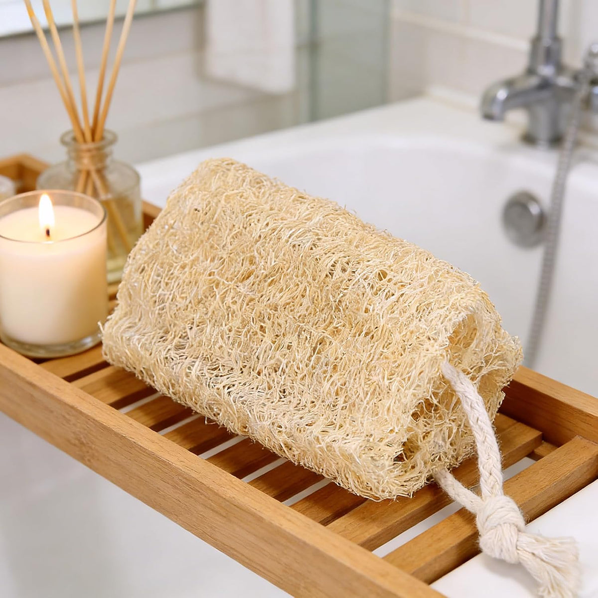 Natural Loofah Sponge Organic Loofa Set 6 Pack,Exfoliating Body Scrubber Shower Luffa Men and Women for Bath Cleaning Skin Back and Face Eco Tool