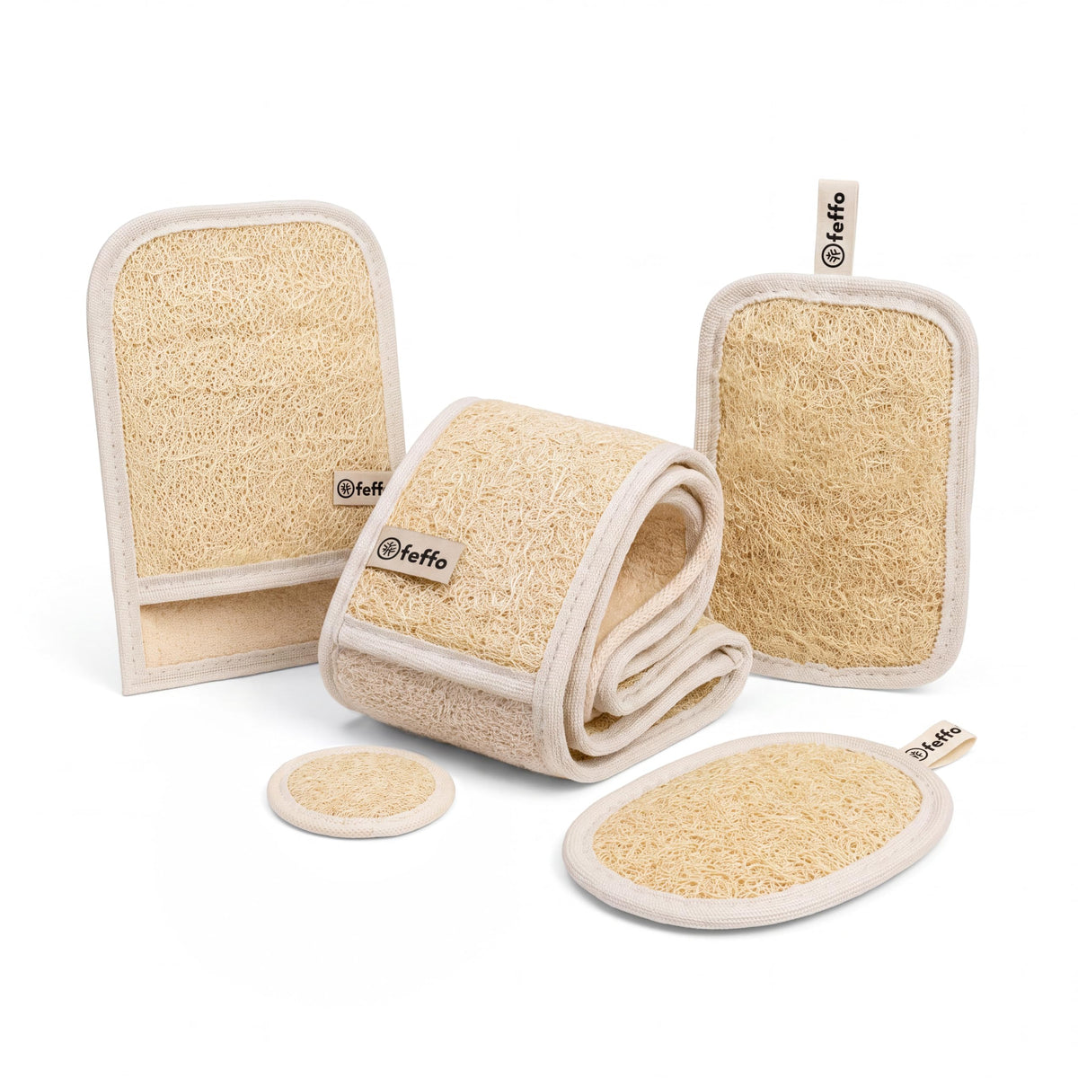 Natural Loofah Sponge for Body Scrub, Exfoliating Body Scrubber & Loofah with Handle, Exfoliating Pads, Loofah for Women, Men & Kids (2 Count - 1 Pack, Rectangular)