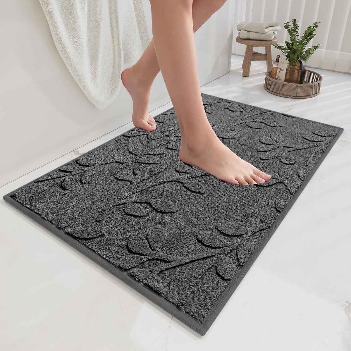 Bathroom Rugs Sets, Thin Non Slip Bath Mat Browm 16"x24"-2 Piece