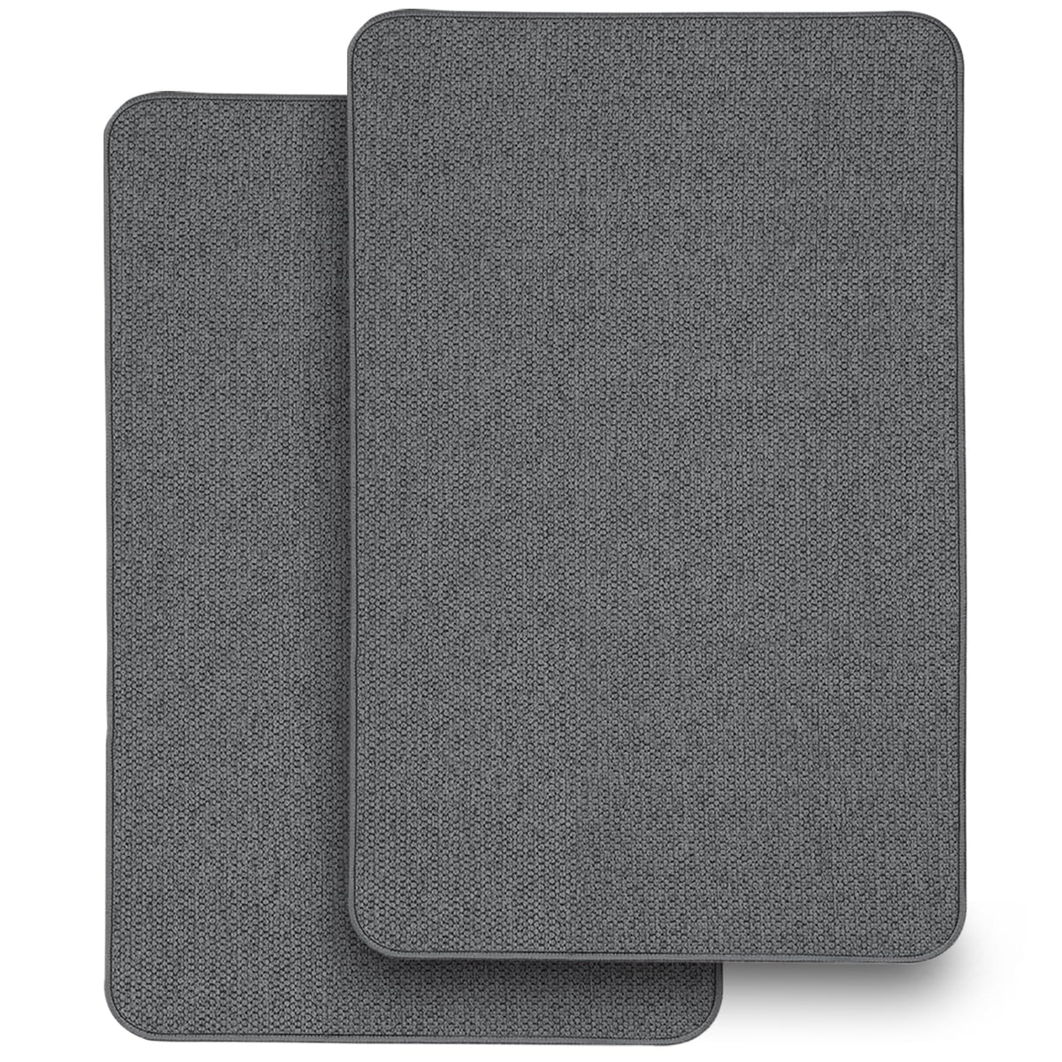 Bathroom Rugs Sets 2 Piece, Thin Bath Mat & U-Shaped Contour Toilet Rug Absorbent Quick Dry, Machine Washable, Non Slip Low Pile Bath Mats for Bathroom/Tub/Sink/Shower (27"x17" Plus 24"x20" U, Grey)
