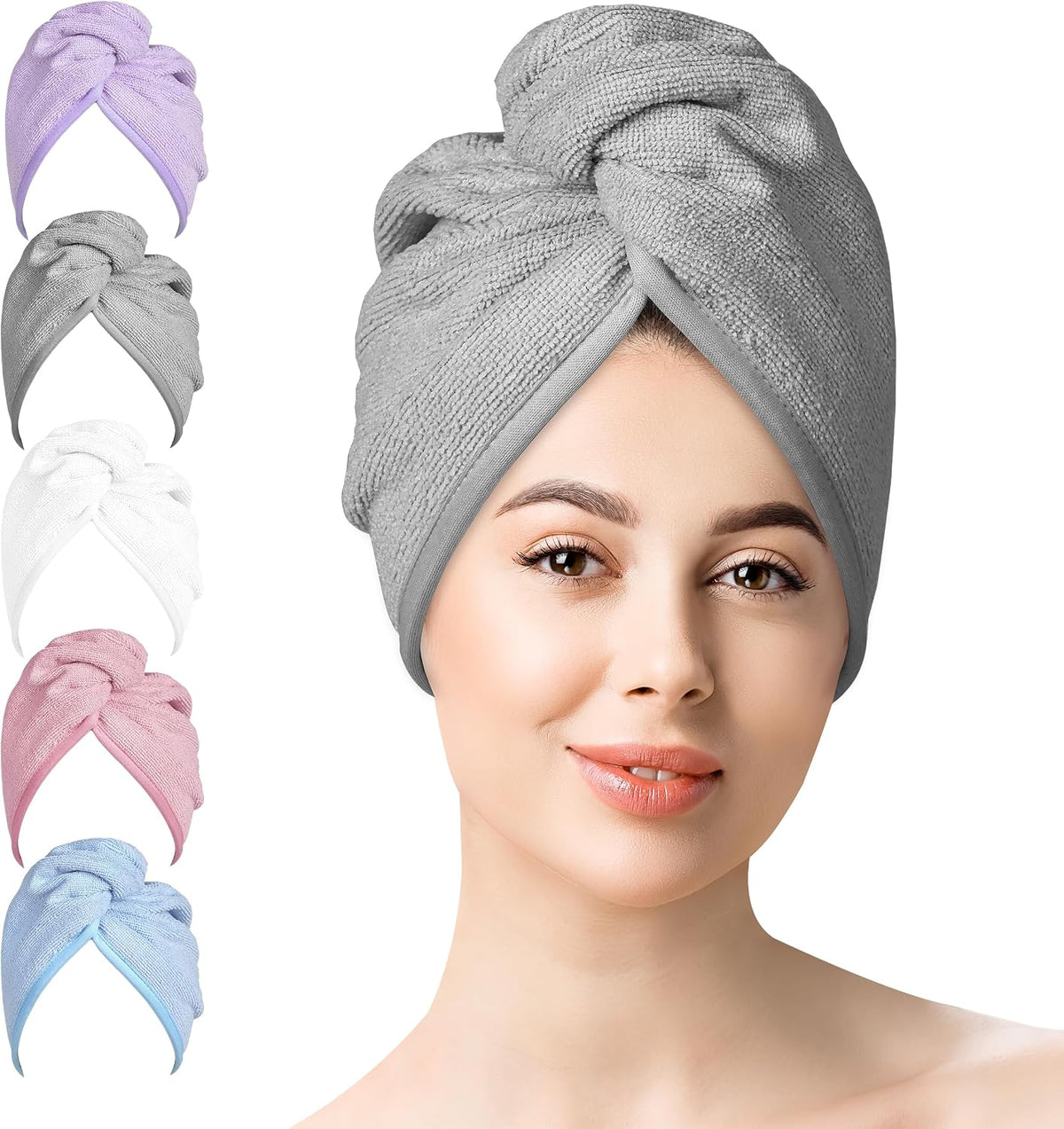 Microfiber Hair Towel Hair Wrap: 2 Pcs 10X26 Hair Dryer Women (5 Pcs)
