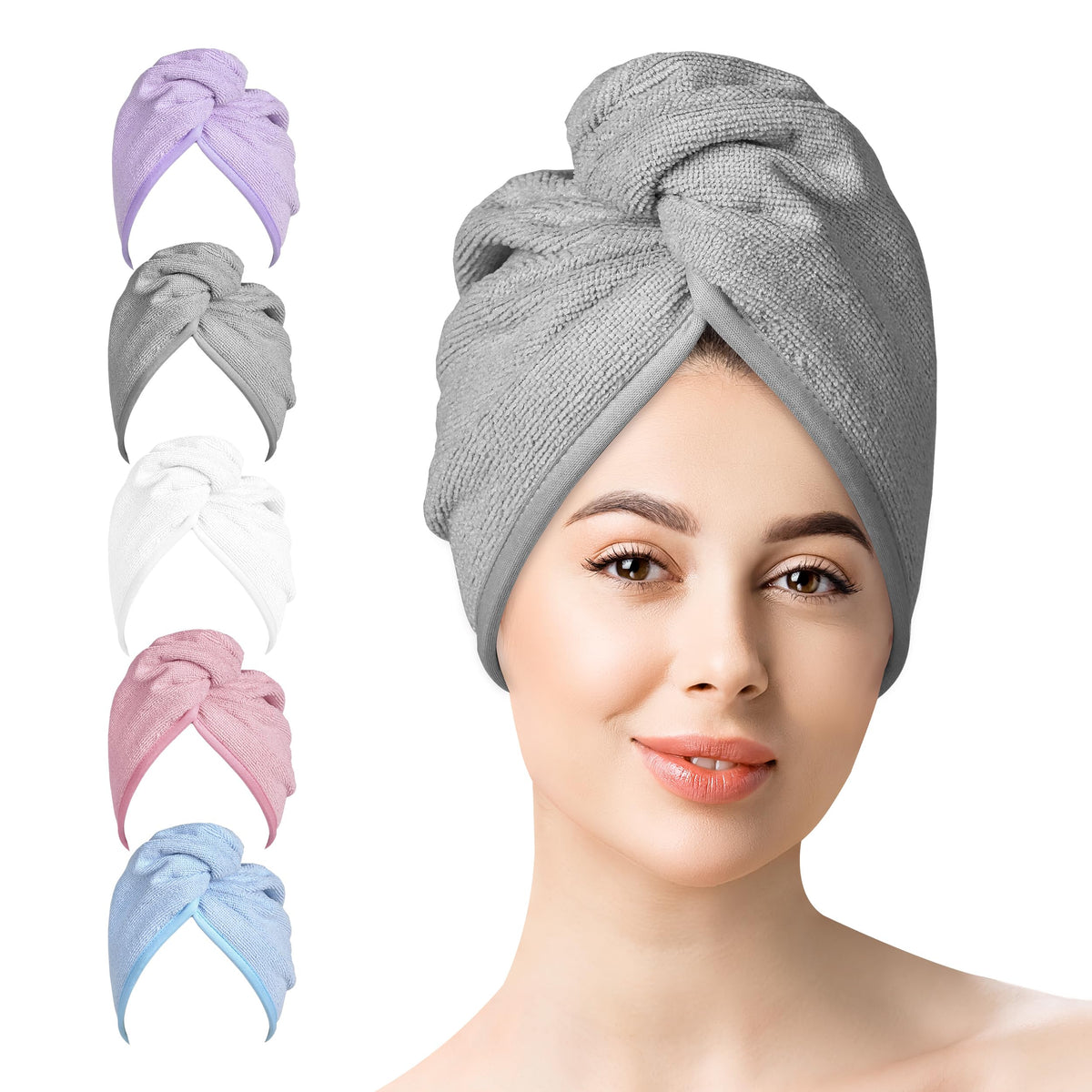 Microfiber Hair Towel Hair Wrap: 2 Pcs 10X26 Hair Dryer Women (5 Pcs)
