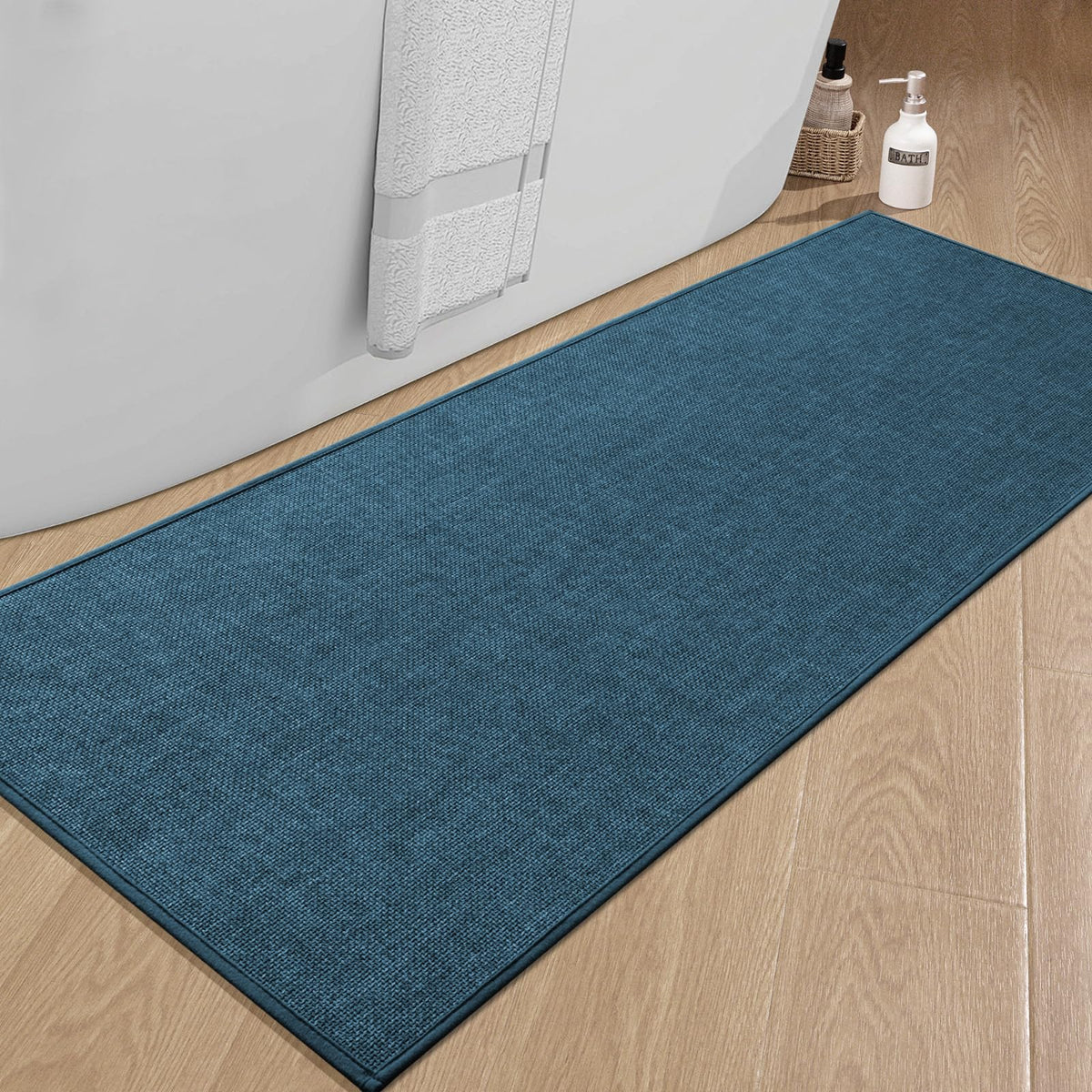 chakme Bathroom Rugs Mat 24x17, Ultra Thin Non Slip Bath Mat Small Quick Dry Absorbent Bath Mat for Bathroom Floor, (Black, 24"x17")