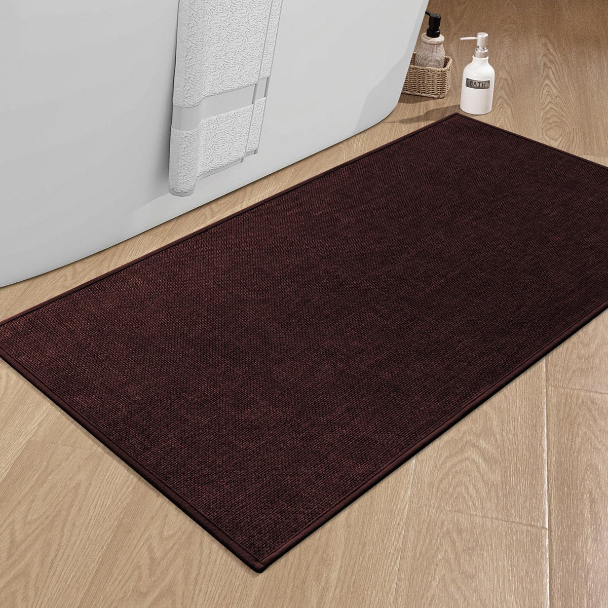 chakme Bathroom Rugs Mat 24x17, Ultra Thin Non Slip Bath Mat Small Quick Dry Absorbent Bath Mat for Bathroom Floor, (Black, 24"x17")