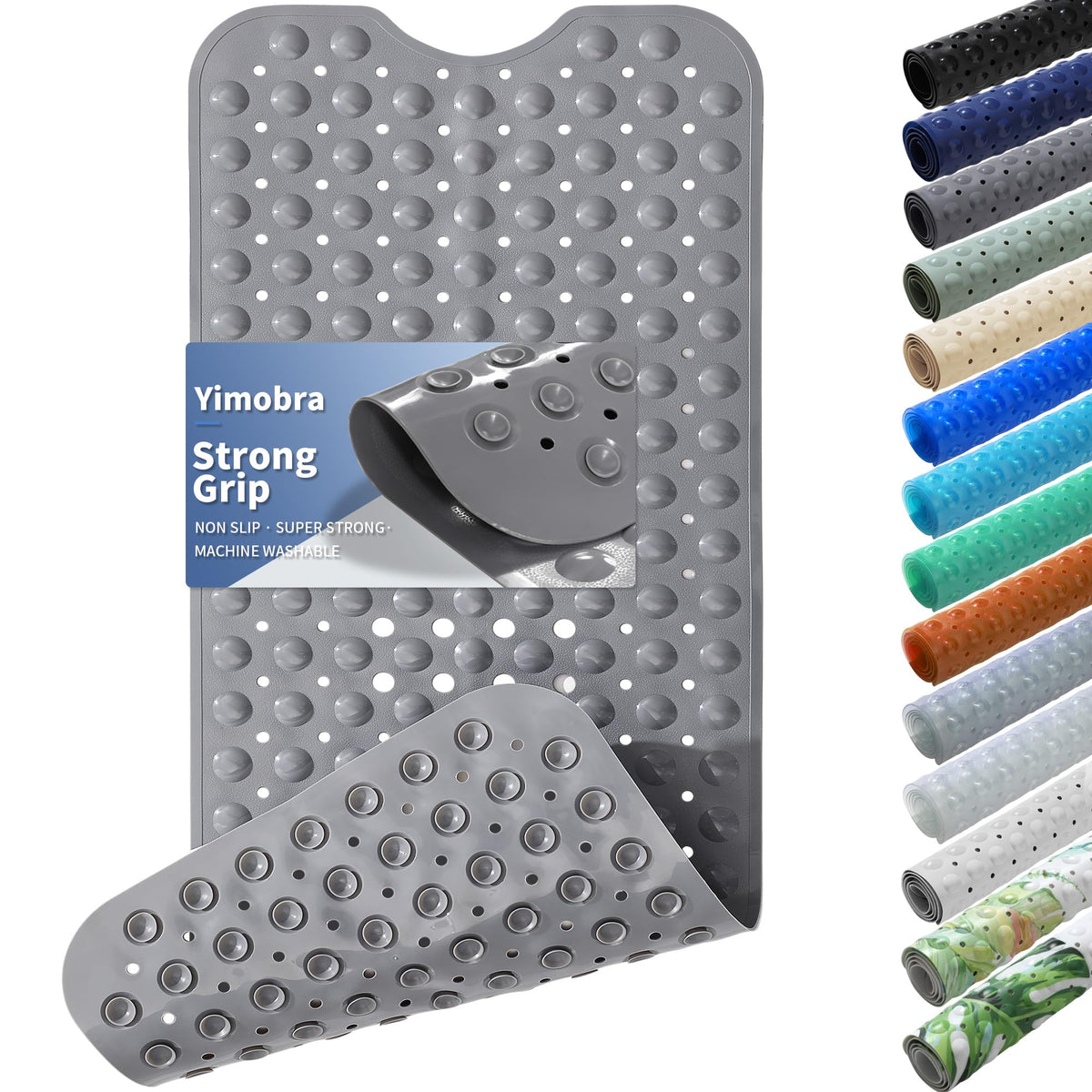 Yimobra White Non Slip Bath Mat for Tub 40x16, Extra Long Bath Tub Mat