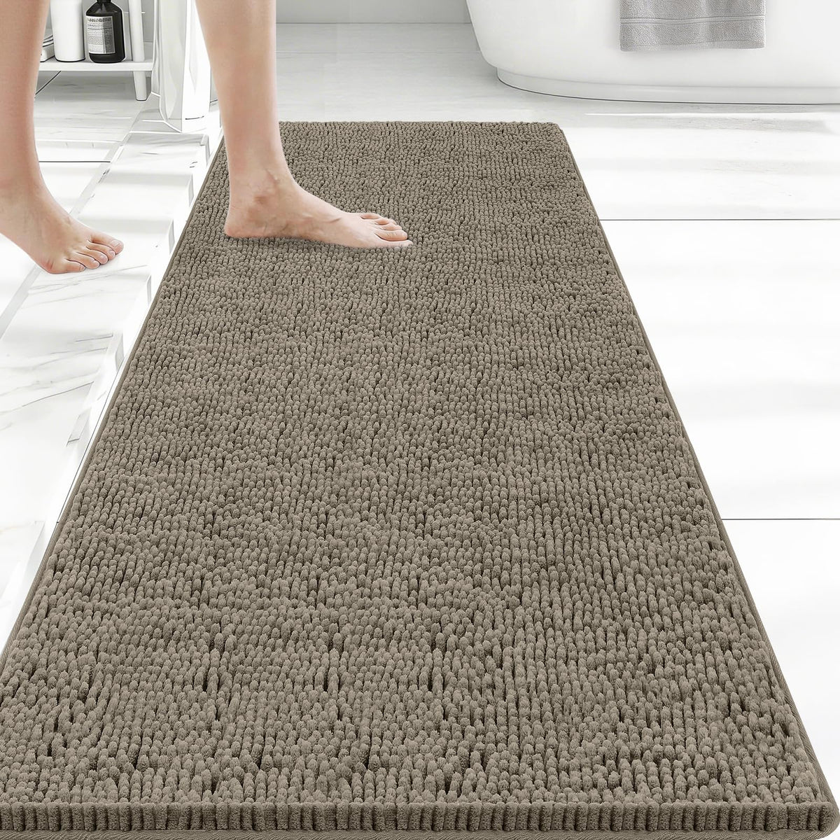 Bcoimo Small Bath Rug Mat,Chenille Extra Soft Navy Bathroom Mats for Floor