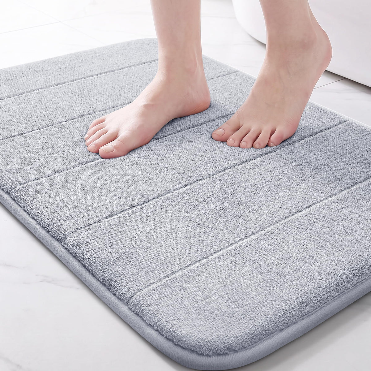 Yimobra Memory Foam Bath Mat, Super Soft Absorbent Bathroom Rug Non Slip 31.5x20 Inch, Quick Dry, Machine Washable Floor Carpet for Tub Shower, Home Decor Accessories, Beige