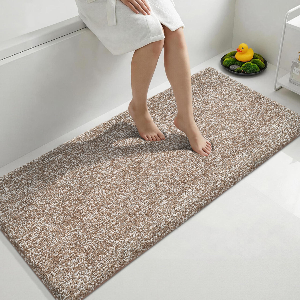 Yimobra Non Slip Machine Washable Bathroom Rug 24x17 Grey and White