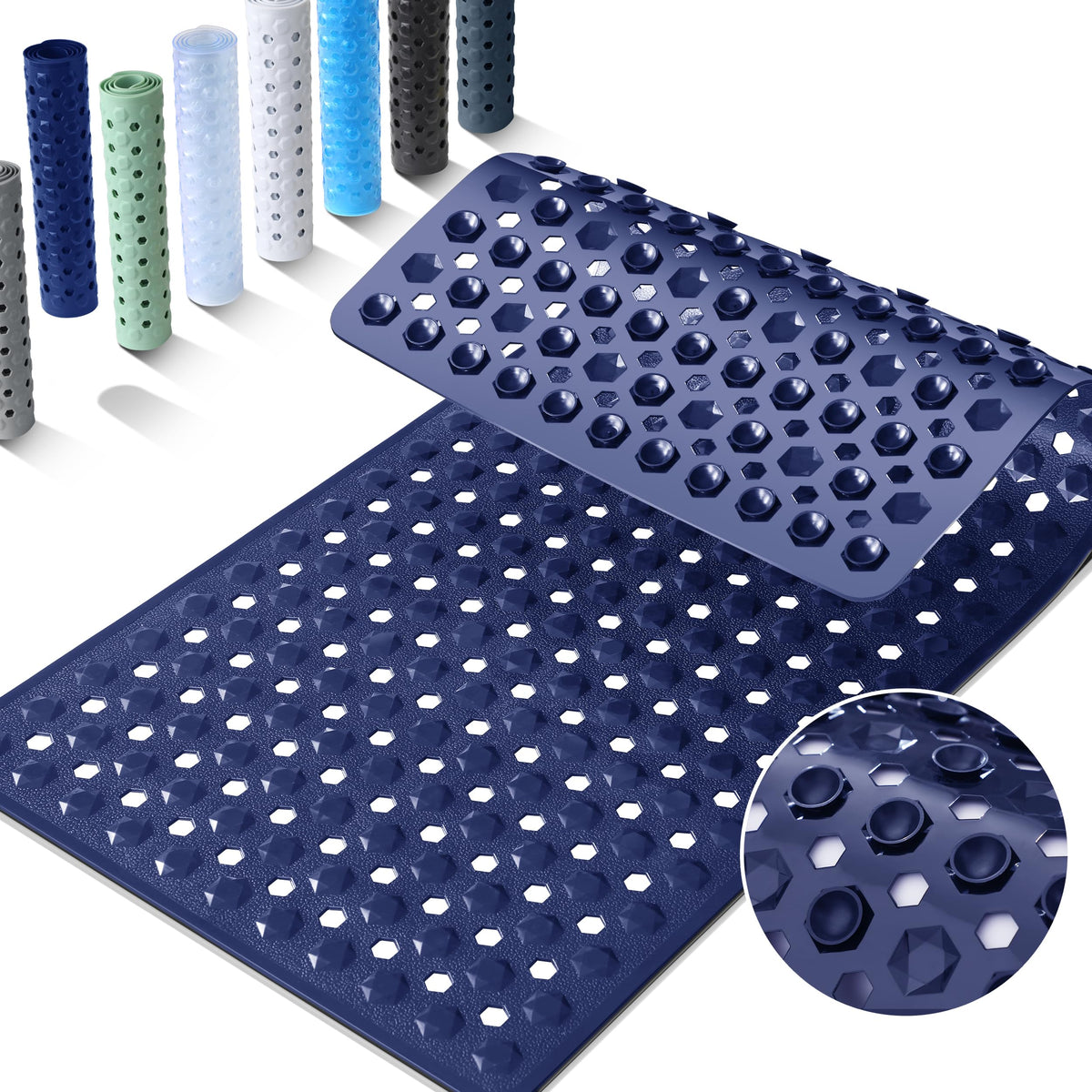 Yimobra Bathtub Mat Non Slip, 27.5"X15.5" Machine Washable Shower Floor Mat, Soft on Feet, Bathmat with Drain Holes and Suction Cups, Bathroom Essentials, White