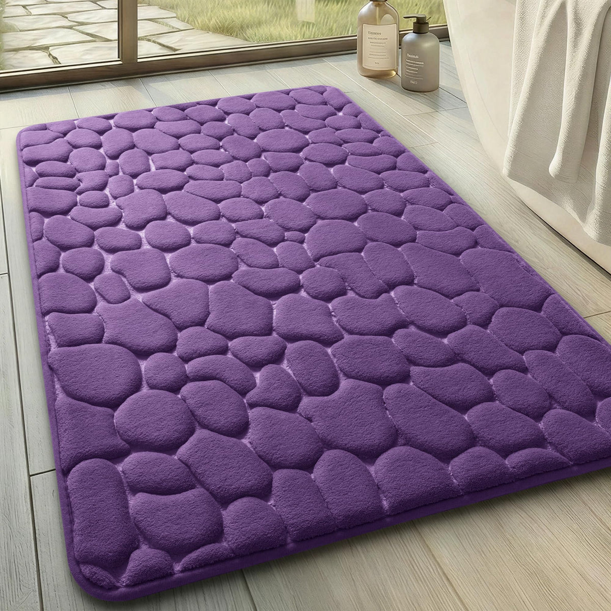 YIHOUSE Bathroom Mat Rug, Memory Foam Bath Mat, Non-Slip Bathroom Floor Mats, Cobblestone Bath Mats Absorbent Bath Rugs Washable Quick Dry (17x24,Dark Gray)