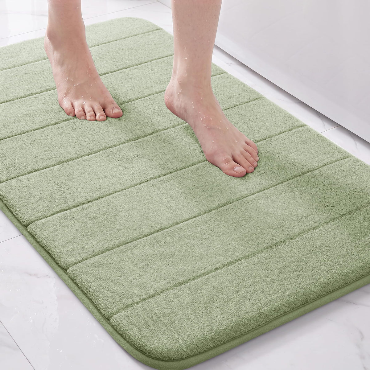 Yimobra Memory Foam Bath Mat, Super Soft Absorbent Bathroom Rug Non Slip 31.5x20 Inch, Quick Dry, Machine Washable Floor Carpet for Tub Shower, Home Decor Accessories, Beige