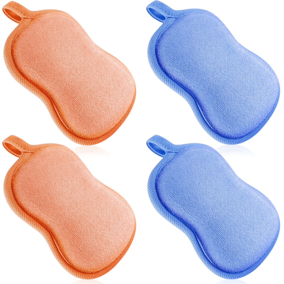 Tatuo 4 Pcs Baby Bath Sponge Toddler Bath Sponge,Red, Purple, Green, Orange