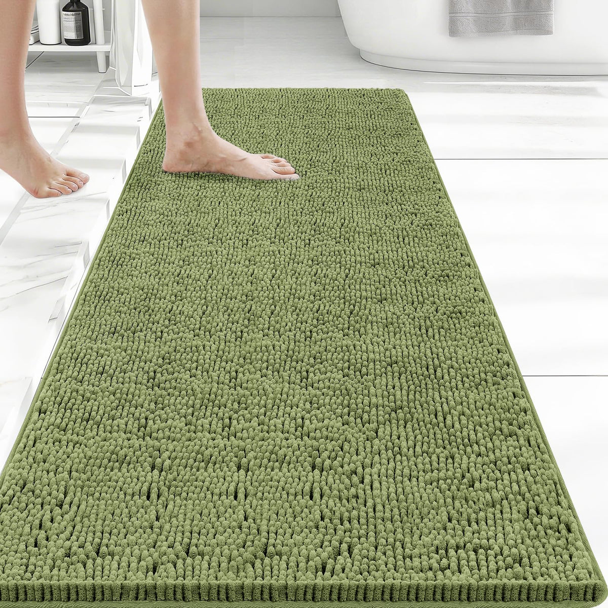 Bcoimo Small Bath Rug Mat,Chenille Extra Soft Navy Bathroom Mats for Floor