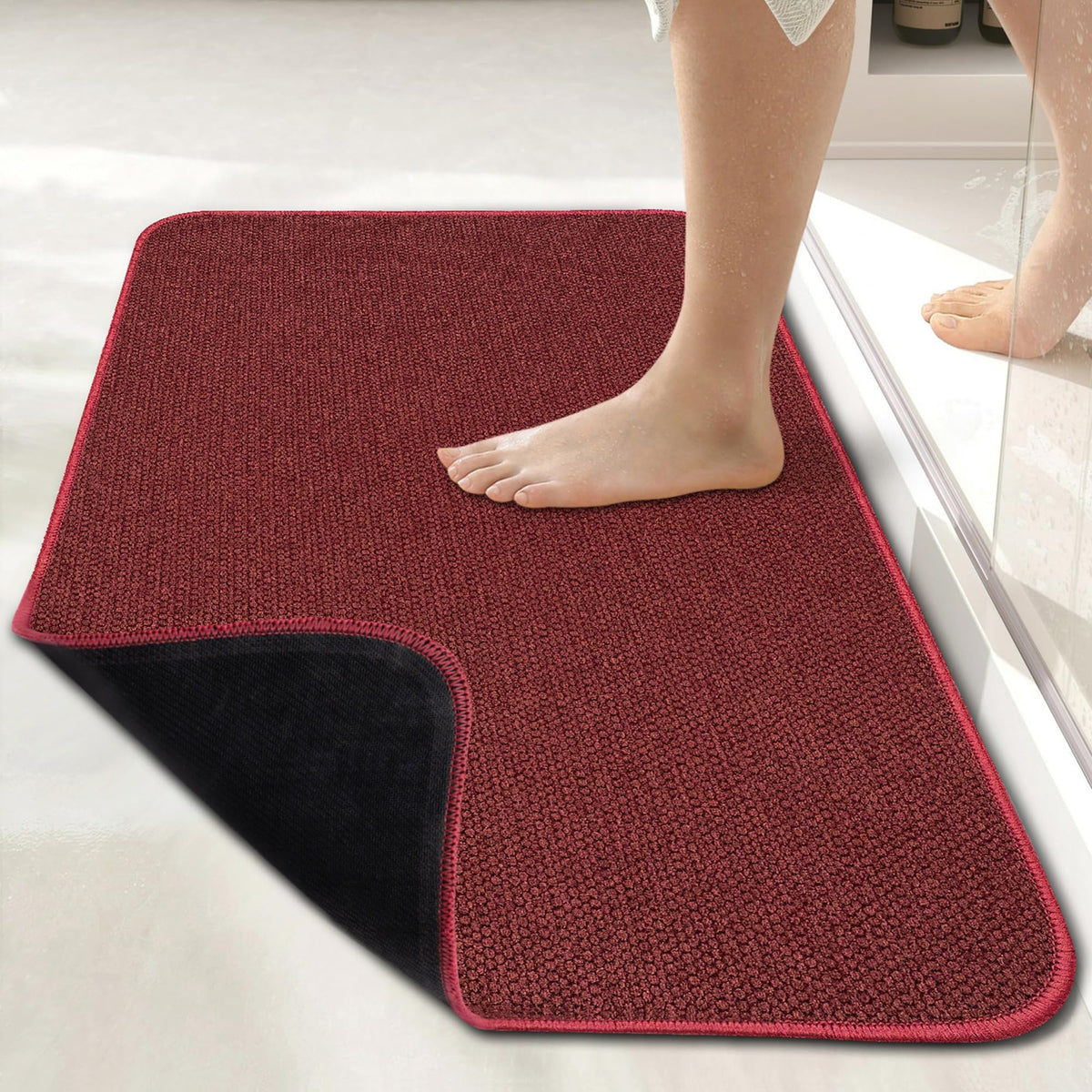 Bath Mat,Ultra Thin Bathroom Rugs,Rubber Bath Mats for Bathroom,No Slip Bath Rugs,Quick Dry,Machine Washable,Low Pile,Absorbent,Shower Outside,Sink,Home Decor Accessories.Blue,1'5"x2'3"(17x27inch)