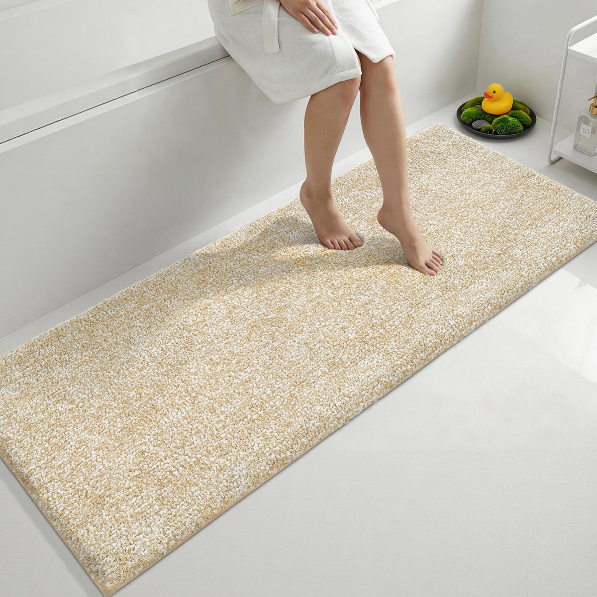 Yimobra Non Slip Machine Washable Bathroom Rug 24x17 Grey and White