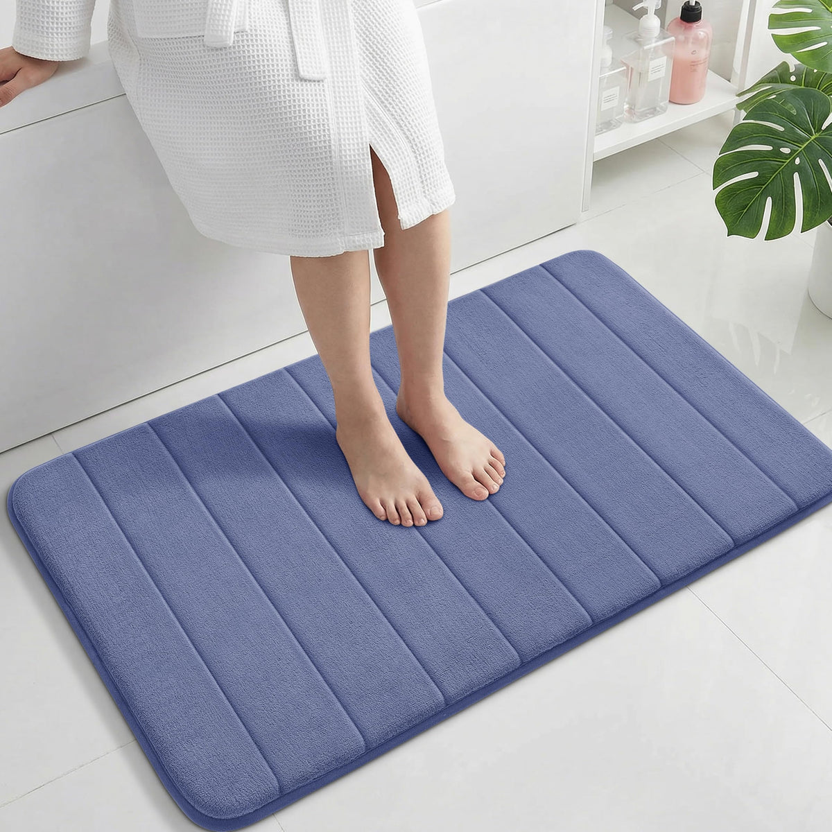 Yimobra Memory Foam Bath Mat, Super Soft Absorbent Bathroom Rug Non Slip 31.5x20 Inch, Quick Dry, Machine Washable Floor Carpet for Tub Shower, Home Decor Accessories, Beige
