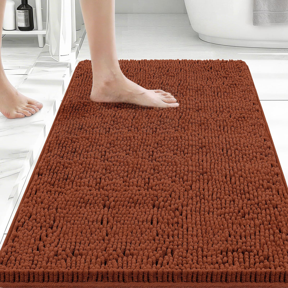 Bcoimo Small Bath Rug Mat,Chenille Extra Soft Navy Bathroom Mats for Floor