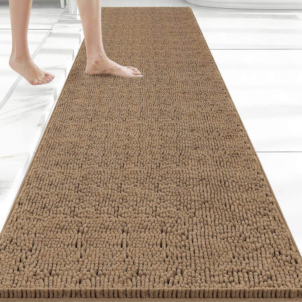 Bcoimo Small Bath Rug Mat,Chenille Extra Soft Navy Bathroom Mats for Floor