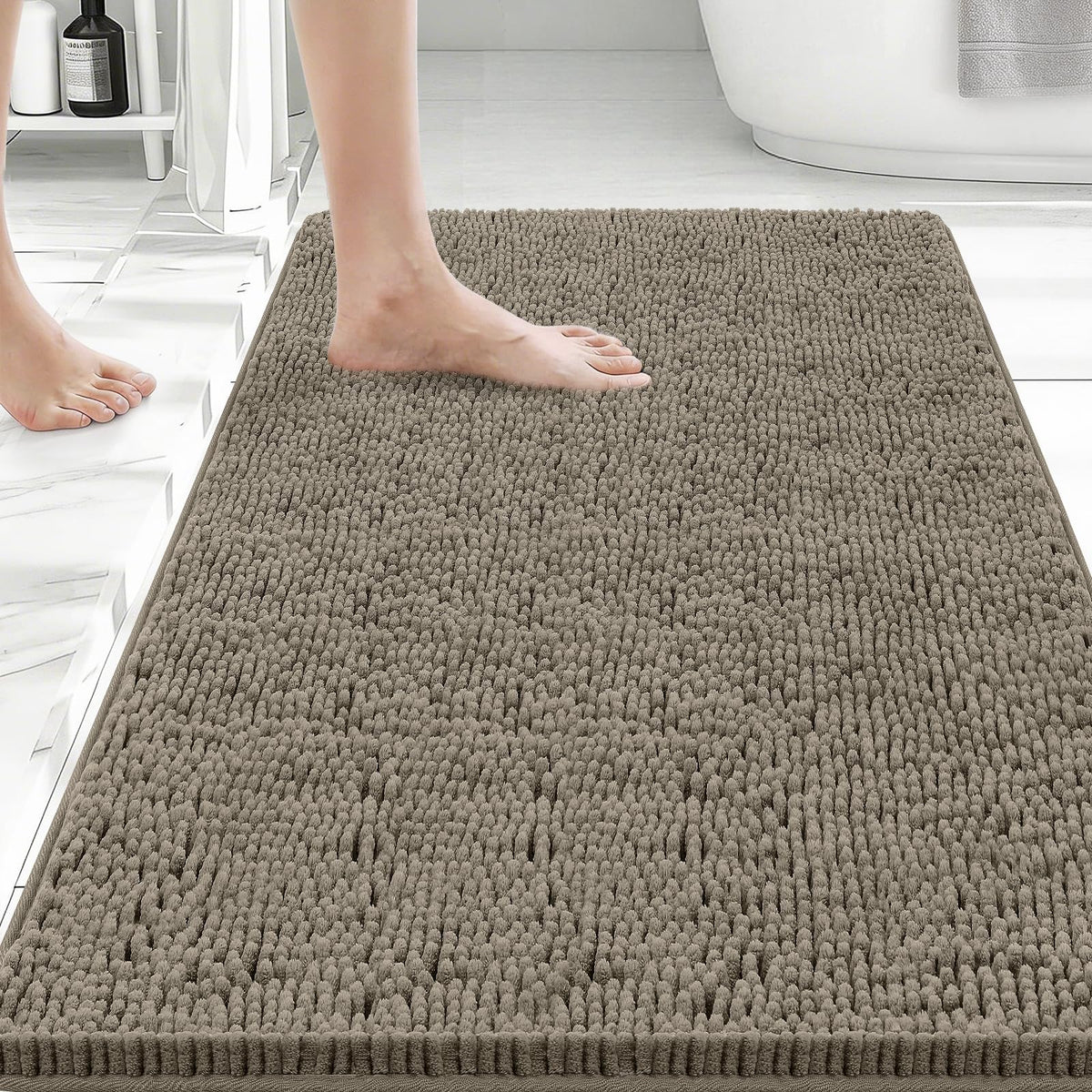 Bcoimo Small Bath Rug Mat,Chenille Extra Soft Navy Bathroom Mats for Floor