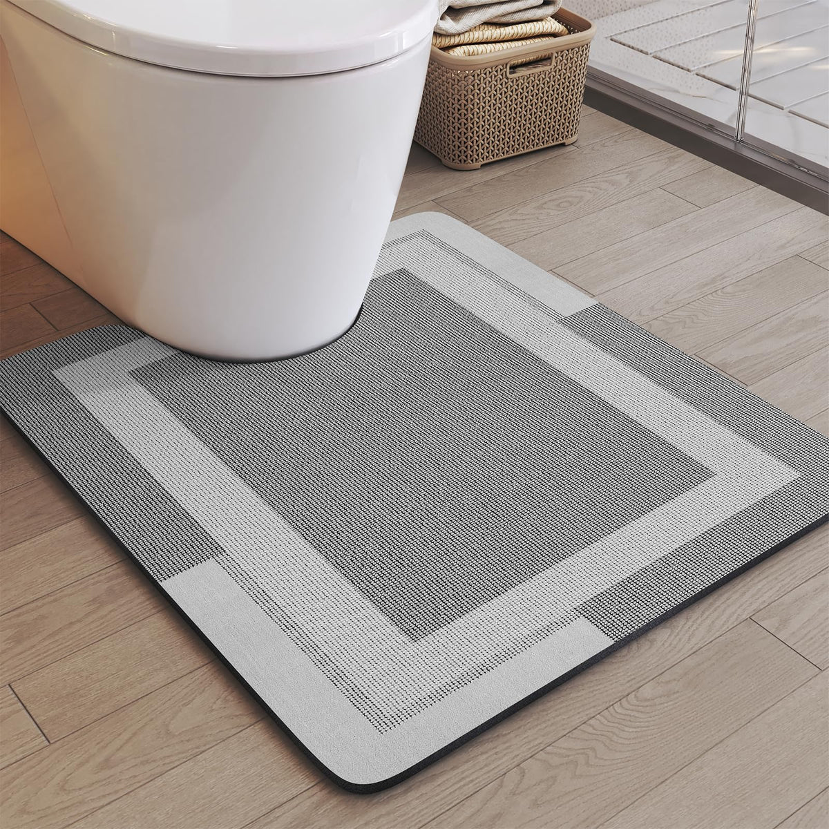 YDKGL Non Slip Bath Mat Thin Bathroom Rugs Fit Under Door Grey 16"x 24"