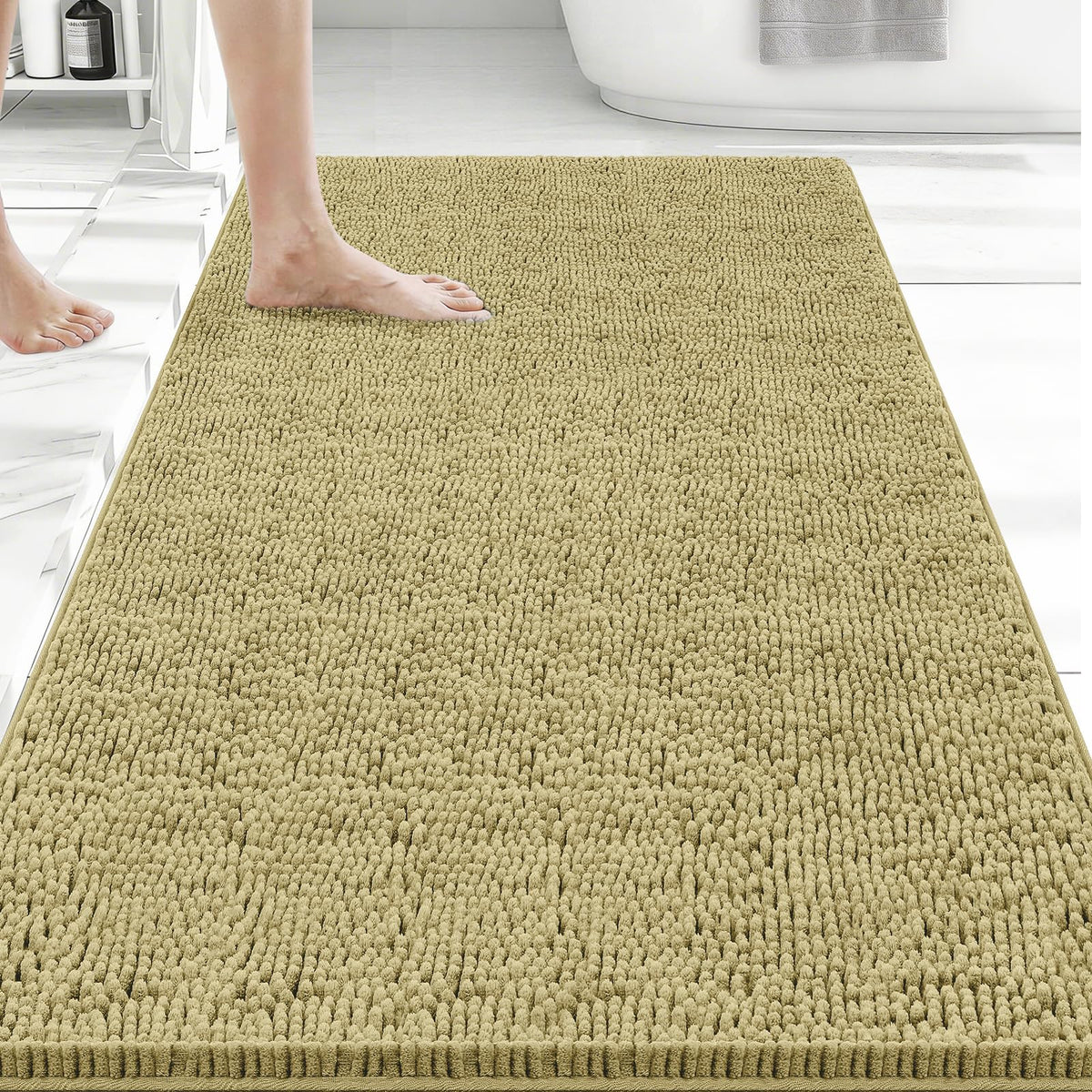 Bcoimo Small Bath Rug Mat,Chenille Extra Soft Navy Bathroom Mats for Floor
