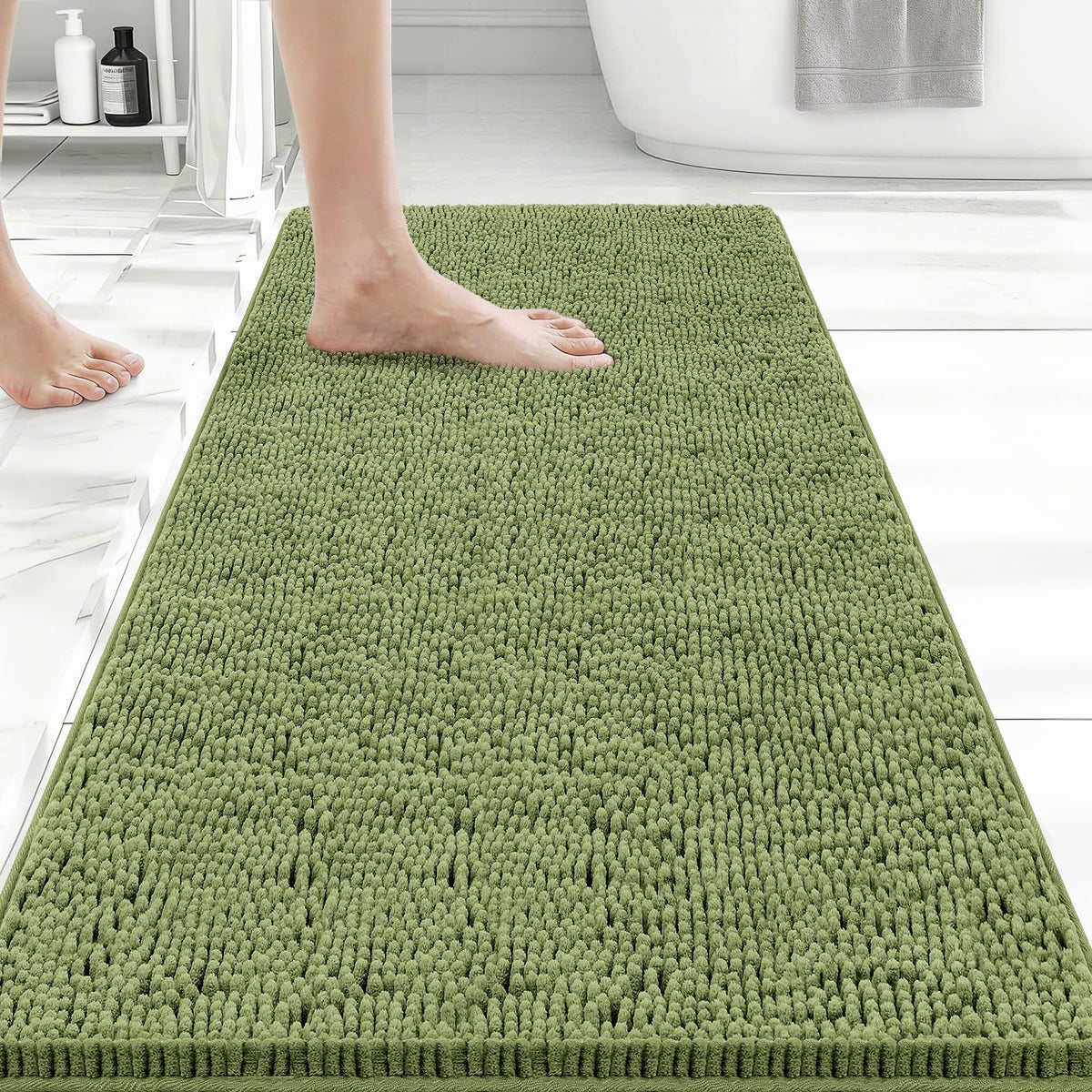 Bcoimo Small Bath Rug Mat,Chenille Extra Soft Navy Bathroom Mats for Floor