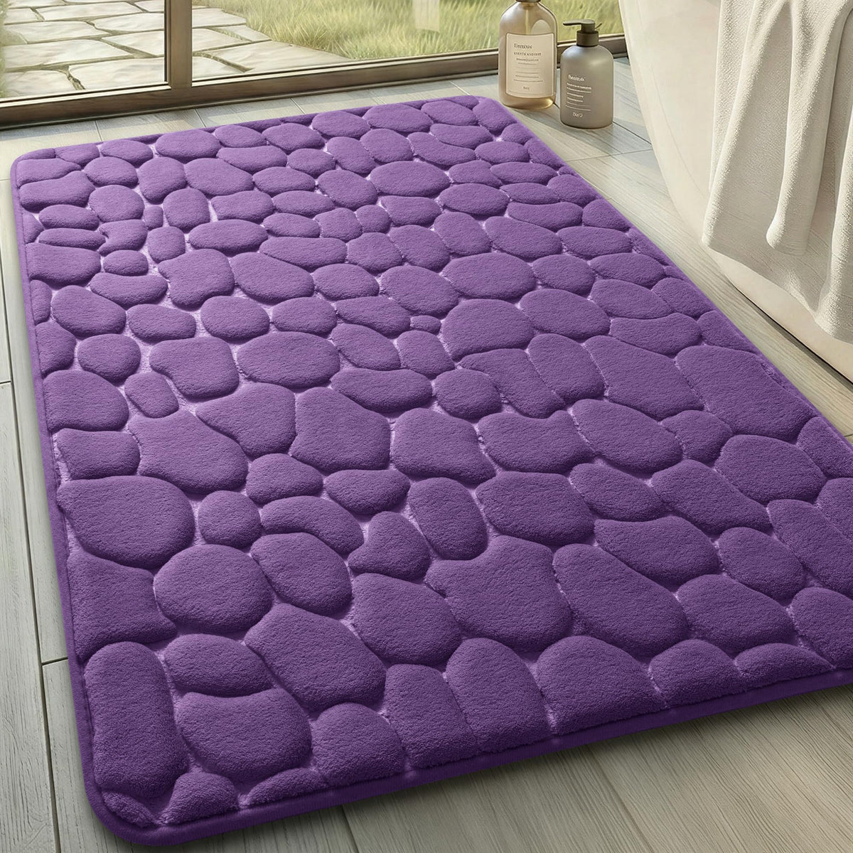 YIHOUSE Bathroom Mat Rug, Memory Foam Bath Mat, Non-Slip Bathroom Floor Mats, Cobblestone Bath Mats Absorbent Bath Rugs Washable Quick Dry (17x24,Dark Gray)