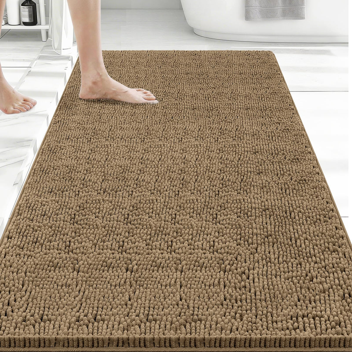 Bcoimo Small Bath Rug Mat,Chenille Extra Soft Navy Bathroom Mats for Floor