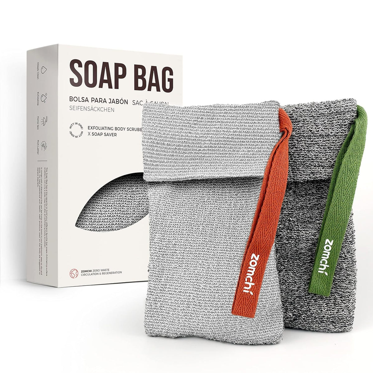 ZOMCHI Soap Bag for Soap Bars, Bar Soap Pouch, Gentle & Rough, 2 Pack