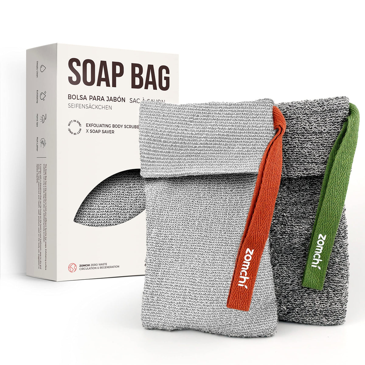 ZOMCHI Soap Bag for Soap Bars, Bar Soap Pouch, Gentle & Rough, 2 Pack