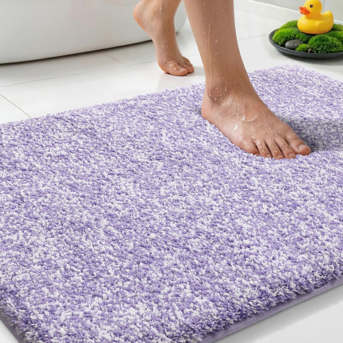 Yimobra Non Slip Machine Washable Bathroom Rug 24x17 Grey and White