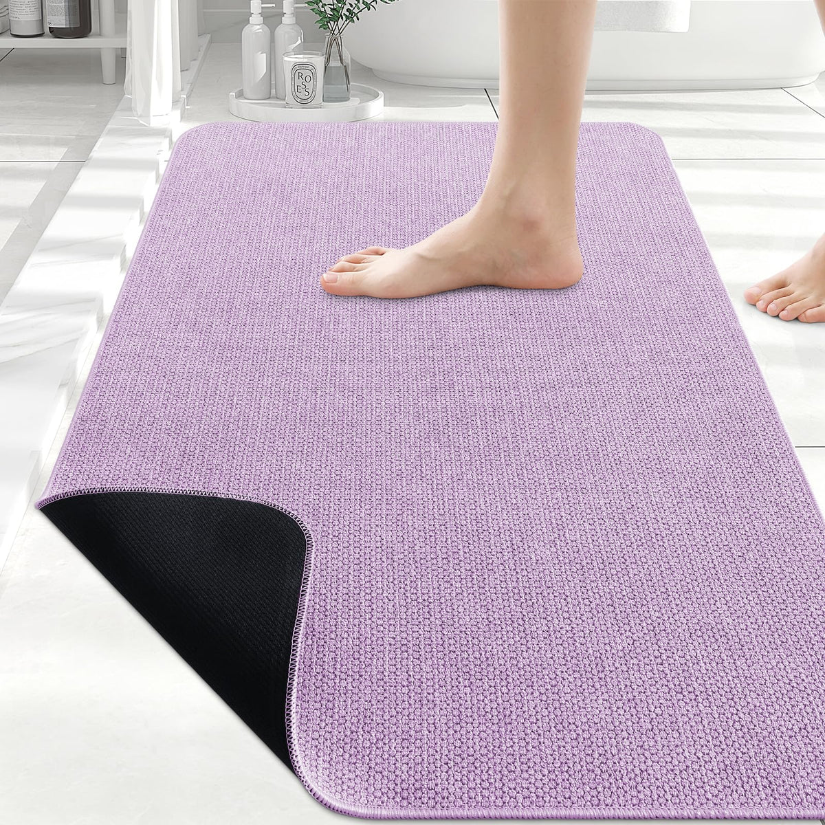 Smiry Ultra Thin Bath Mat 27x17, Non Slip Rubber Washable Bathroom Rugs