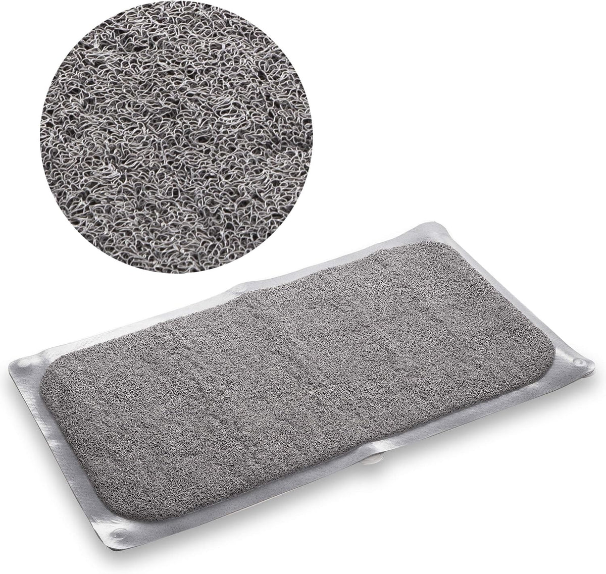 BINO | Loofah Non-Slip Bath Mat for Tub - Grey | Spa-Inspired Comfort, Quick-Drying, Secure Suction Cups | Exfoliating Shower Mat for a Luxurious and Safe Bathing Experience