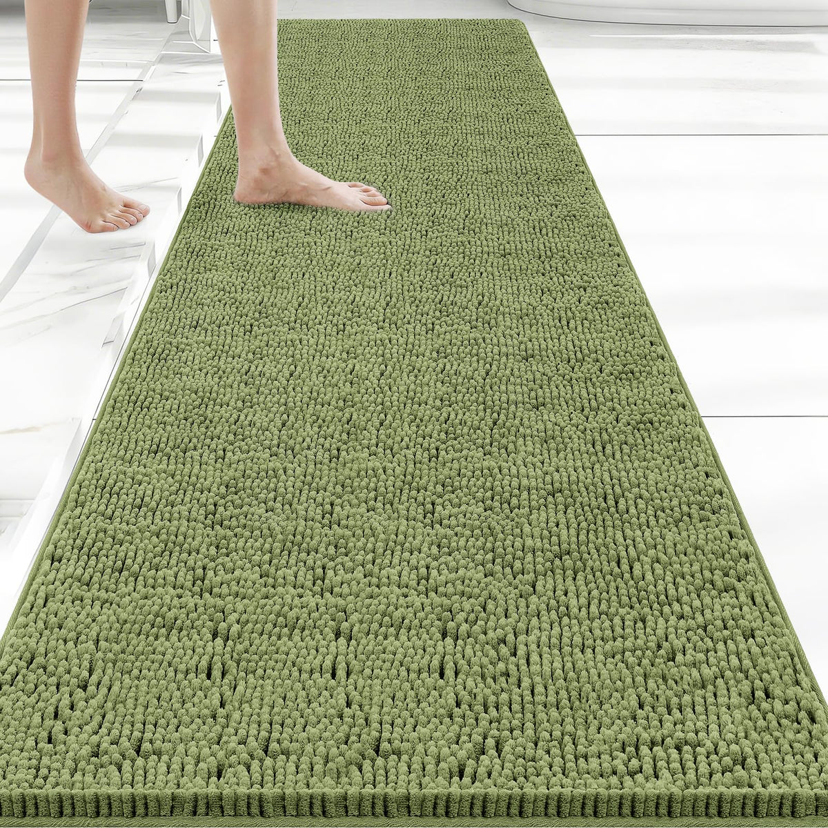 Bcoimo Small Bath Rug Mat,Chenille Extra Soft Navy Bathroom Mats for Floor