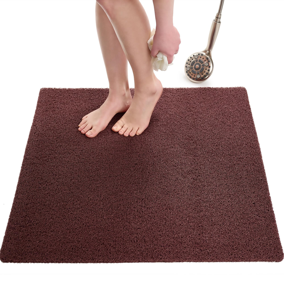 Non Slip Bathtub Mat Shower Mat for Tub - Loofah Bath Mats for Bathroom - 40x16 Bathtub Floor Mat - Textured Anti Slip Bath Mat Without Suction Cups - Secure Mat for Wet Areas (40x16 Pebble Blue)