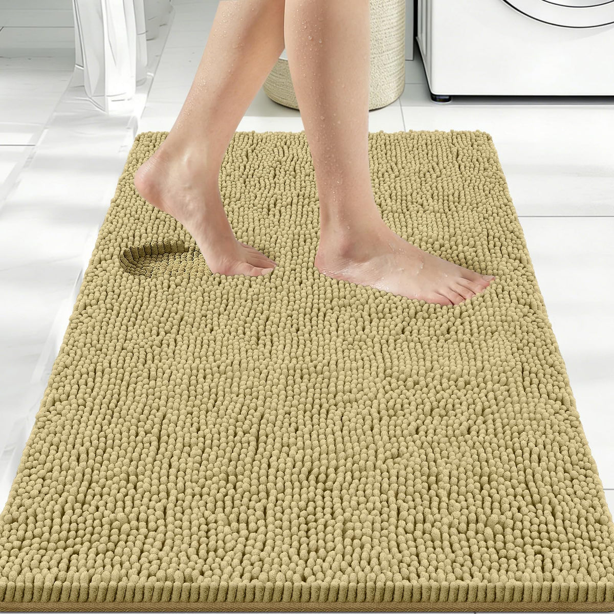 Bcoimo Small Bath Rug Mat,Chenille Extra Soft Navy Bathroom Mats for Floor
