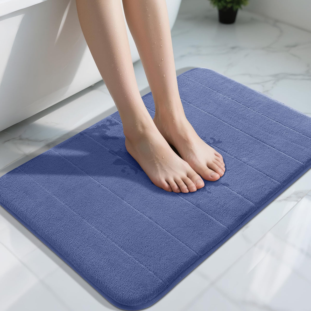 Yimobra Memory Foam Bath Mat, Super Soft Absorbent Bathroom Rug Non Slip 31.5x20 Inch, Quick Dry, Machine Washable Floor Carpet for Tub Shower, Home Decor Accessories, Beige